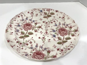 Vintage Johnson Bros ROSE CHINTZ Floral Red Pink Oval Serving Plate Platter - Picture 1 of 3