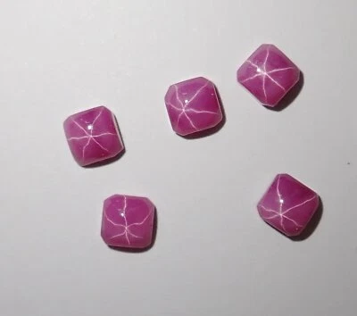 Opaque Star Ruby Square 4x4 mm Cabochon 6 Rayed Lab-created Stone 5 pcs Lot - Image 1 of 4