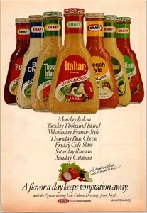 PRINT AD 1976 Kraft Low Calorie Salad Dressings Flavor a Day 8.5 x 11 - Picture 1 of 1