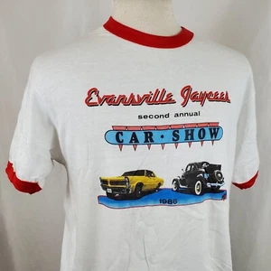 Vintage Jaycees Car Show 1986 Ringer T-Shirt XL Single Stitch Deadstock 80s NOS - Bild 1 von 6