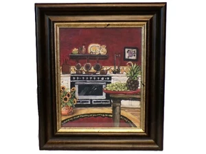 KITCHEN BLACK OVEN PICTURE SUNFLOWERS FRUIT FRAMED PRINT 14 X 12 HOME DECO - Picture 1 of 5