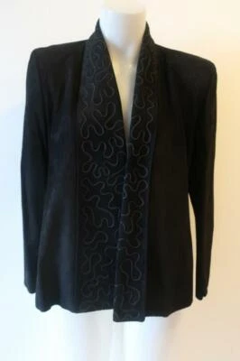 WOMENS MAXIMA FOR BERGDORF GOODMAN BLACK SUEDE BLAZER SZ XS* - Image 1 of 4