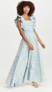 NWOT SIKA Efe Cotton Long Dress Blue/Yellow Women's Size 8 $325