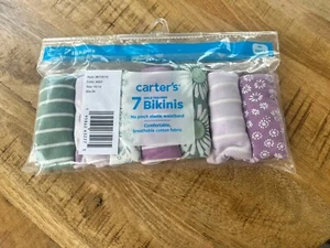 NWT Carter’s Girls Sz 10/12 Bikinis Underwear Panties 7 Pairs Floral Striped - Picture 1 of 3