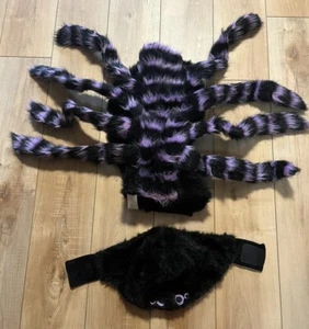 Spider Dog Halloween Costume 2pc Bouncy Furry Legs Black Purple w/Hat Funny XL - Picture 1 of 9