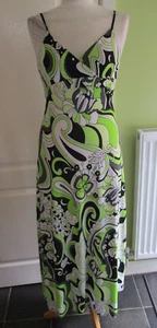 VESTIDO LARGO ELÁSTICO PARA MUJER KIAH TALLA 6-8 LIMA/NEGRO/BLANCO - Imagen 1 de 4