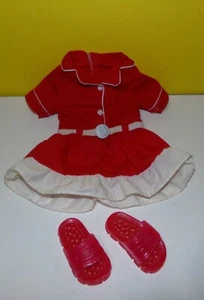18" Paradise Kids Red & White Riding Dress Horseshoe Belt Buckle w/ Pink Shoes - Picture 1 of 2