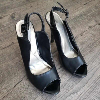 APT.9 Apiona Black Peep Toe Slingback Stiletto Heel Pumps Women's Size US 8M - Image 1 of 4