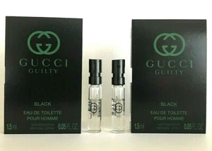 2x Gucci Guilty Black Pour Homme Eau de Toilette EDT Sample Spray .05oz/1.5ml ea - Picture 1 of 3