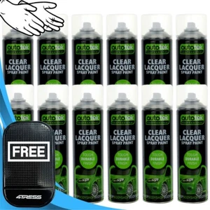 12 x 500ml AUTOTEK Professional Gloss Clear Lacquer Spray Paint Cans CL500+G+M? - Picture 1 of 8
