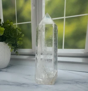 Natural Clear quartz Tower Clear Crystal Obelisk Wand Healing Gifts for Man Woma - Picture 1 of 5