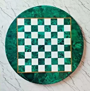 12" Malachite Chess Board: Ideal for Chess Lovers and Enhancing Any Room Deco - Picture 1 of 6