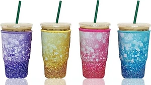 BAXENDALE AND CO Reusable Neoprene Insulator Sleeves Iced Coffee Soda 32 OZ Cups - Picture 1 of 5