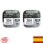 2 x Maxell 364 Pila Batteria Orologio Mercury Free Silver Oxide SR621SW 1.55V