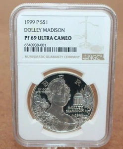 1999-P Silver Dolley Madison Commemorative S$1 NGC PF69UC [092WEJ] - Picture 1 of 5