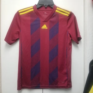 ADIDAS Logo Soccer Jersey Red Shirt Youth Medium 10/12 Spain Colors Athletic - Picture 1 of 8