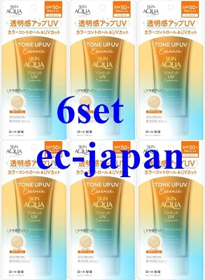 ROHTO SKIN AQUA TONE UP UV ESSENTIAL 80g Protector Solar SPF50+ PA++++ Beige Latte 6 Set Foto 1 de 4