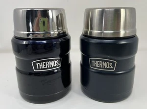 2 Thermoskannen Edelstahl Lebensmittelgläser Mitternachtsblau eine glänzend eine gebürstete Oberfläche - Bild 1 von 9