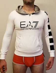 $495 EMPORIO ARMANI Men's Fitted Unisex Big Logo Hooded Sweatshirt Hoodie S - Picture 1 of 4
