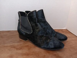 Nicole Miller Artelier Nadine Ankle Boots Womens 11 M Calf Hair Black Pull On - Picture 1 of 8