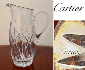 New/Vtg. Signed CARTIER Crystal Glass 10" Tall Cocktail Martini Pitcher 48 oz. - Picture 1 of 16