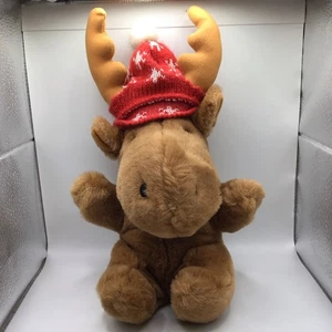 Prestige Toy Corp 1987 peluche alce 12" sombrero rojo falta bufanda - Imagen 1 de 6
