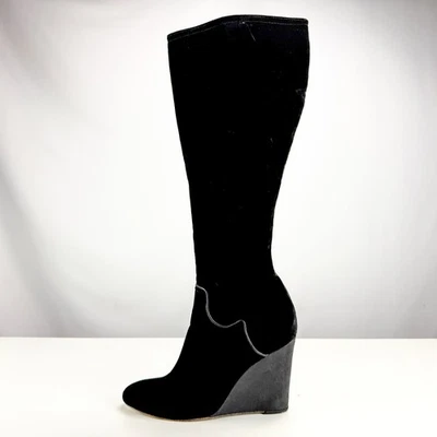 Botas de cuña Nanette Lapore de terciopelo negro talla 9 Foto 1 de 4