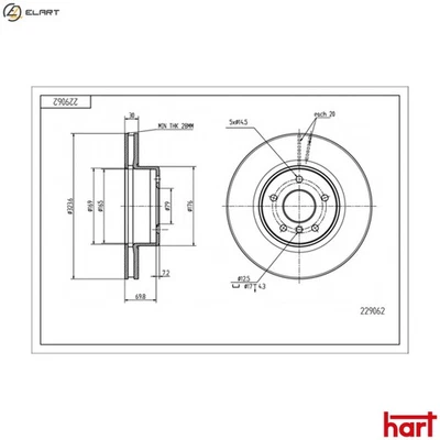 2x BRAKE DISC 229 062 FOR BMW 5/E61/E60 N43B20A N46B20B N47D20A/C M47D20 2.0L - Image 1 of 4