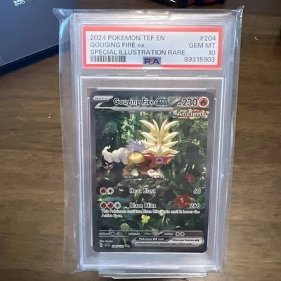 2024 POKEMON TEF EN GOUGING FIRE EX #204 SPECIAL ILLUSTRATION RARE PSA 10 - Image 1 of 2