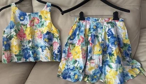 Polo Ralph Lauren Mädchen Blumen Mini Plissee Set Top Rock Taschen Größe 14 - Bild 1 von 18