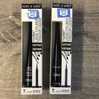 Lot Of 2 Wet n Wild Megaliner Liquid Eyeliner Black 871A Smudgeproof 0.12 fl oz - Image 1 of 4