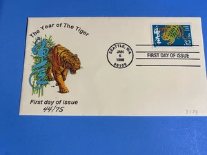 YEAR OF THE TIGER  FIRST DAY OF ISSUE 1998  ENVELOPE WITH #3179 32c STAMP - Picture 1 of 2
