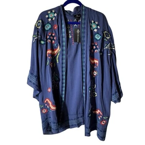 Curations Kimono Cardigan Women’s M/L Floral Embroidered Oversized Boho - Picture 1 of 6