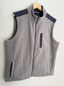 Chaleco polar Brooks Brothers cremallera completa en gris y azul marino para hombre talla XL bolsillos - Imagen 1 de 9