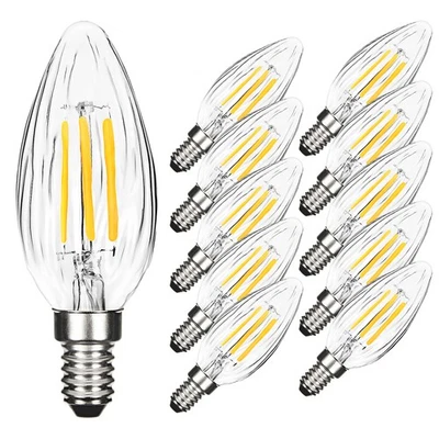 E14 LED Candle Light Bulbs Dimmable 4W 6W Warm White C35 Edison Chandelier Lamp - Image 1 of 4