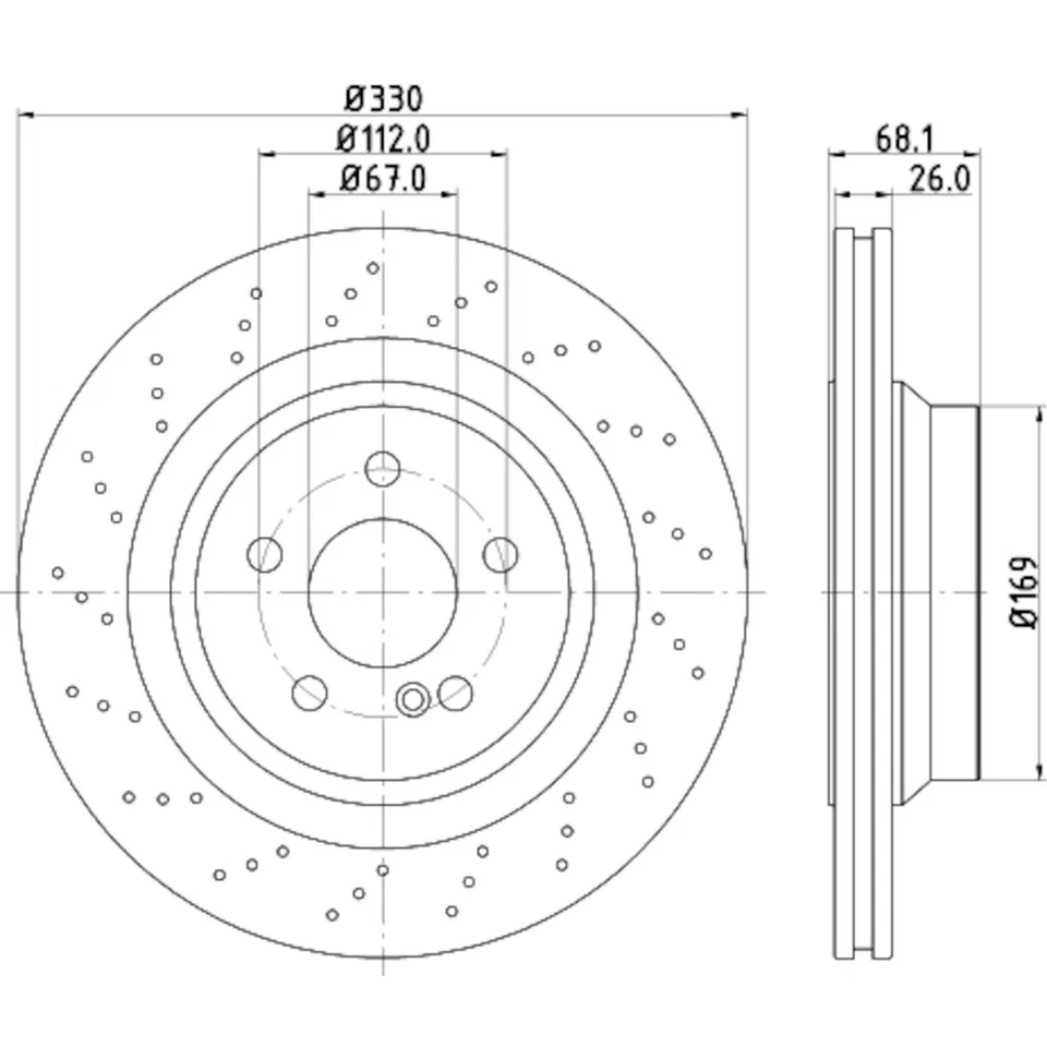 Rotor de freno de disco Hella Pagid 355126402 para modelos seleccionados 03-11 Mercedes-Benz Foto 1 de 4