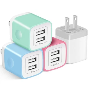 USB Wand Ladegerät, 4er Pack 2.1A Dual Port USB Schnell Ladegerät Block Würfel Netzteil... - Bild 1 von 7