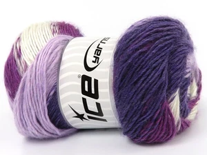 Purple Lilac White Rainbow 83311 Ice Yarns Striping Dk Acrylic 100gr 262yds - Picture 1 of 6