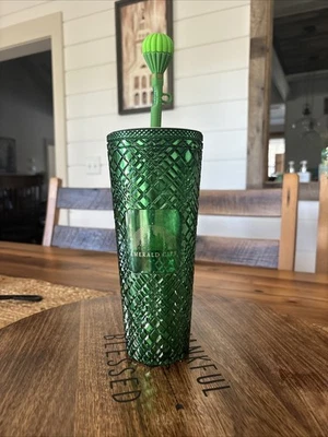 2024 Starbucks Wicked Emerald City Tumbler Cup 24OZ w/ Balloon Straw Topper  NEW - Image 1 of 3