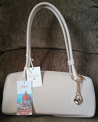 NUEVO ISADORA 4028 Hecho en Italia Cuero Beige Baguette Bolso de Hombro Foto 1 de 4