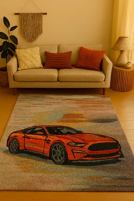 Handgetufteter Abstrakter Wollteppich Erdtöne Moderne Kunst Teppich für... - Bild 1 von 4