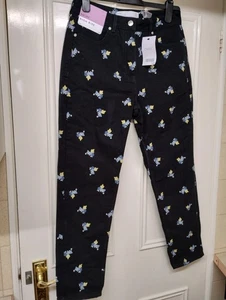 NEXT BLACK FLORAL DENIM COTTON HIGH RISE MOM JEANS SIZE 10 BNWT - Picture 1 of 8