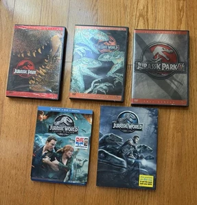 5 DVD/Blu Ray Lot: JURASSIC PARK 1-3 & 2 Jurassic World Movies - Bild 1 von 6