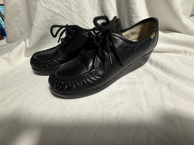 SAS Women's Shoes Bounce Lace Up Comfort Moc Loafer Shoes Black Leather USA - Image 1 of 4