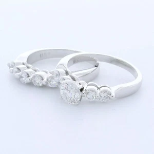 14K Gold Engagement Ring Set Classic 2.01 Carat Round Lab-Grown Diamond G VS2 - Picture 1 of 12