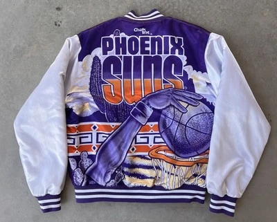 Vintage Phoenix Suns Jacket Large Chalk Line Fanimation AOP PHX Print 90s RARE - Image 1 of 4