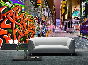 Night view -Graffiti Artwork Wall Mural Photo Wallpaper GIANT DECOR Paper Poster - Imagen 1 de 4