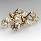 2.00ct Round Cut Real Moissanite Drop/dangle Earring's 14k Yellow Gold Plated