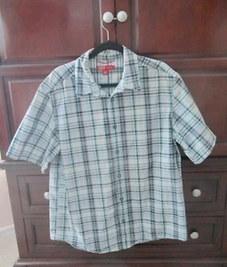 EASTERN MOUNTAIN SPORTS Men's Blue Striped Short Sleeve Shirt Size Large - Picture 1 of 1