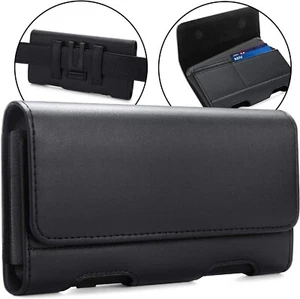 NEM Leather Black Large Belt Clip Cell Phone Pouch fits Thick Case Hard Case on - Picture 1 of 9